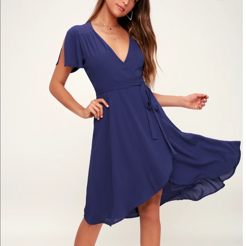 Lulus rise to the occasion royal blue midi dress